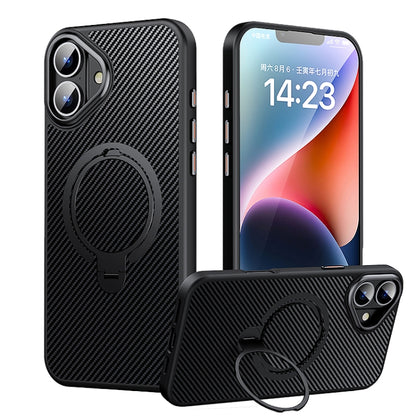 Double Ring MagSafe Holder Carbon Fiber Phone Case, For iPhone 16 Pro Max, For iPhone 16 Pro�����...