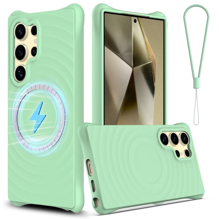 Wave Texture MagSafe Magnetic Liquid Silicone Phone Case, For Samsung Galaxy S25 5G��������������...