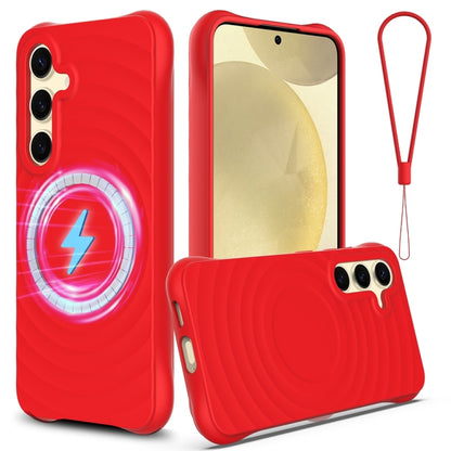 Wave Texture MagSafe Magnetic Liquid Silicone Phone Case, For Samsung Galaxy S25 5G��������������...