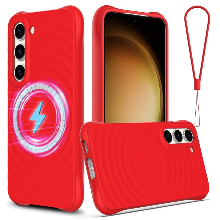 Wave Texture MagSafe Magnetic Liquid Silicone Phone Case, For Samsung Galaxy S25 5G��������������...