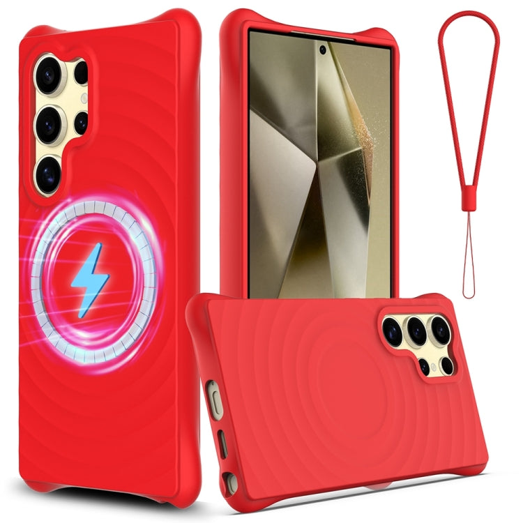 Wave Texture MagSafe Magnetic Liquid Silicone Phone Case, For Samsung Galaxy S25 5G��������������...