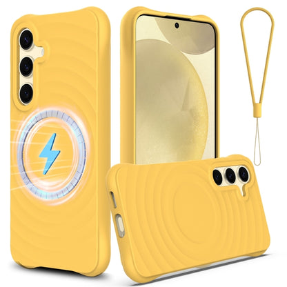 Wave Texture MagSafe Magnetic Liquid Silicone Phone Case, For Samsung Galaxy S25 5G��������������...