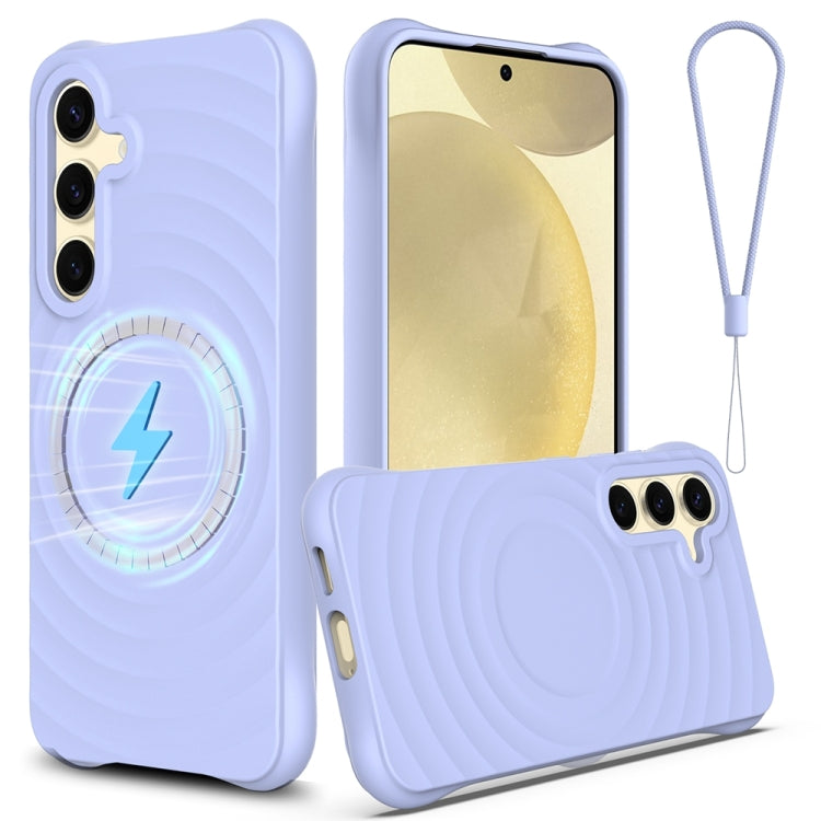 Wave Texture MagSafe Magnetic Liquid Silicone Phone Case, For Samsung Galaxy S25 5G��������������...