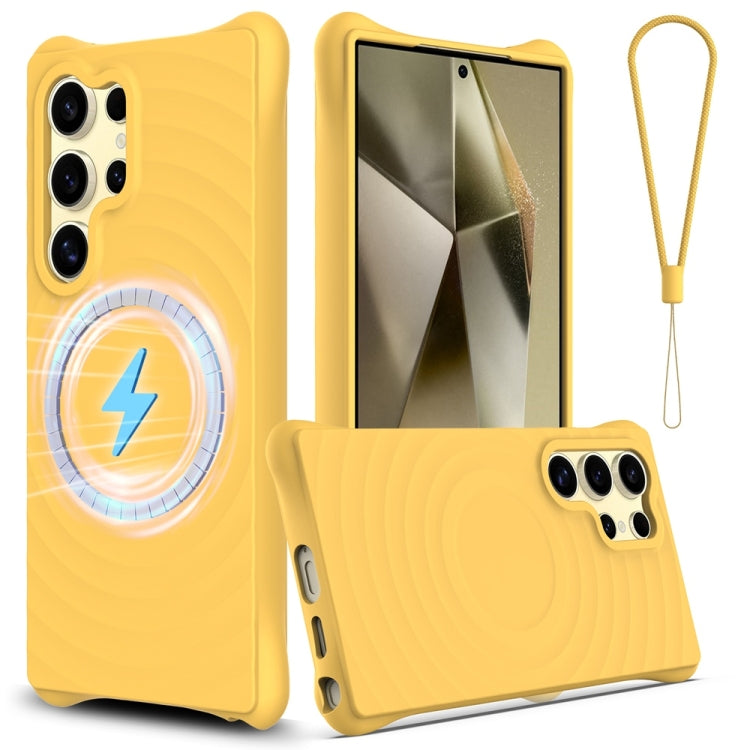 Wave Texture MagSafe Magnetic Liquid Silicone Phone Case, For Samsung Galaxy S25 5G��������������...
