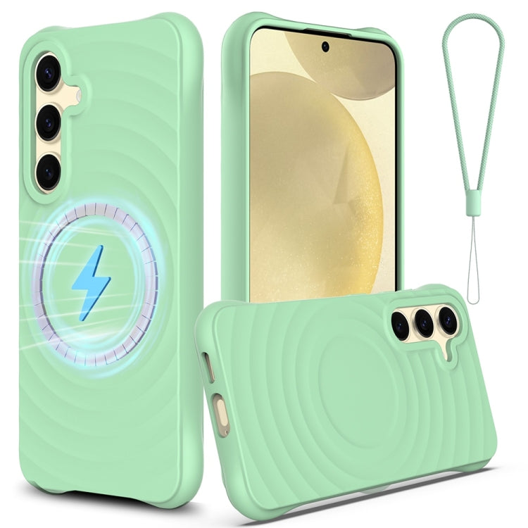 Wave Texture MagSafe Magnetic Liquid Silicone Phone Case, For Samsung Galaxy S25 5G��������������...