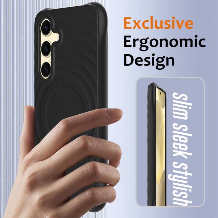 Wave Texture MagSafe Magnetic Liquid Silicone Phone Case, For Samsung Galaxy S25 5G��������������...