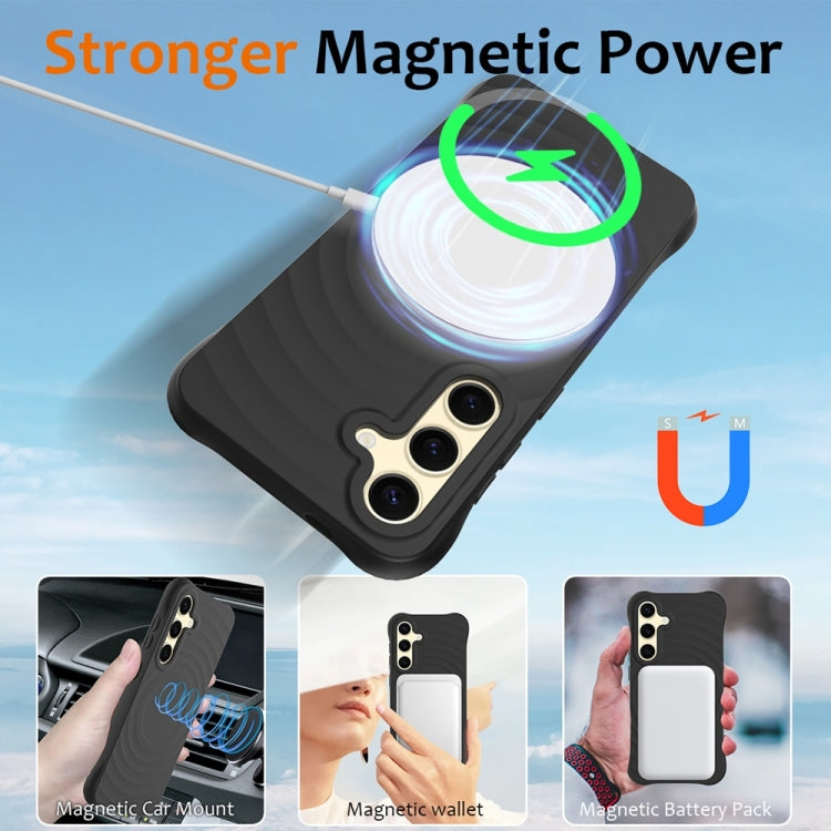 Wave Texture MagSafe Magnetic Liquid Silicone Phone Case, For Samsung Galaxy S25 5G��������������...
