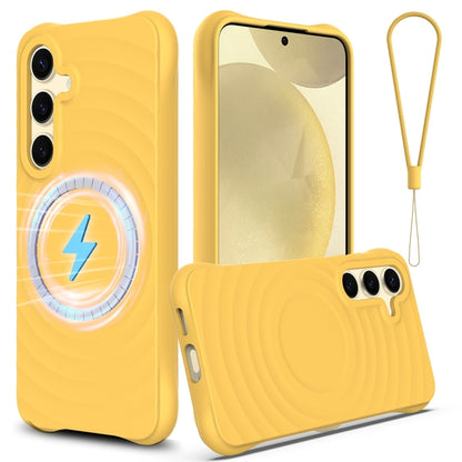 Wave Texture MagSafe Magnetic Liquid Silicone Phone Case, For Samsung Galaxy S25 5G��������������...