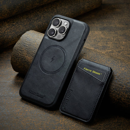 Fierre Shann Cowhide Vertical Flip Magnetic Card Holder Phone Case, For iPhone 12 Pro Max��������...