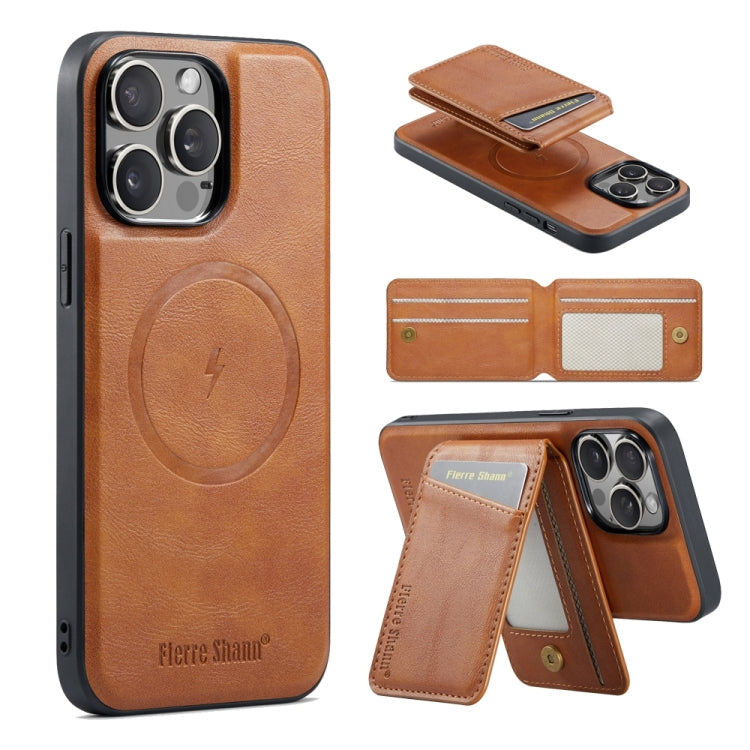 Fierre Shann Cowhide Vertical Flip Magnetic Card Holder Phone Case, For iPhone 12 Pro Max��������...