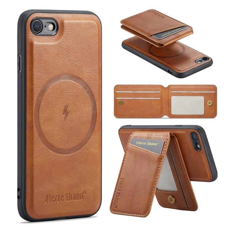 Fierre Shann Cowhide Vertical Flip Magnetic Card Holder Phone Case