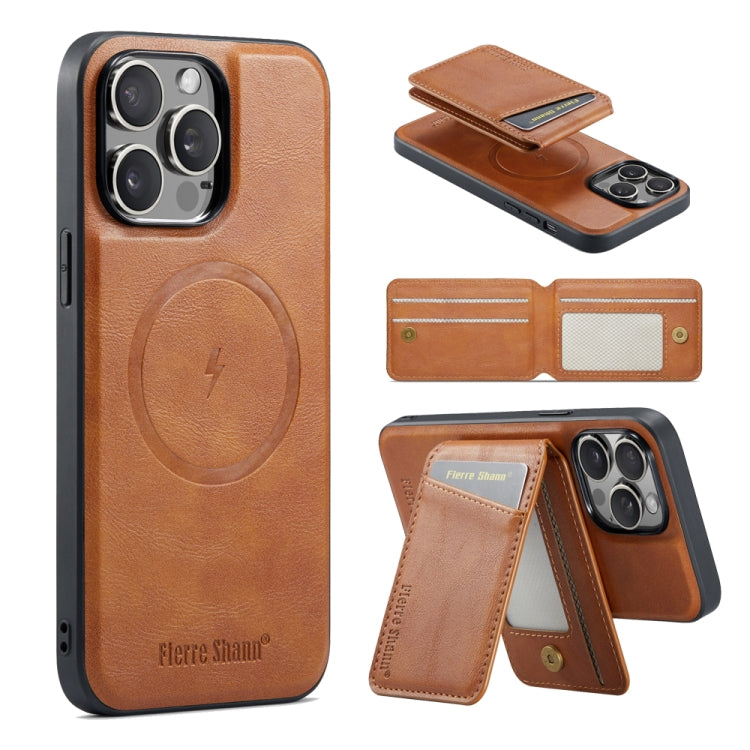Fierre Shann Cowhide Vertical Flip Magnetic Card Holder Phone Case
