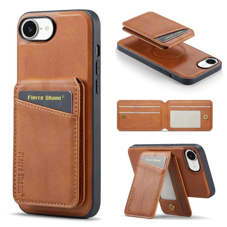Fierre Shann Cowhide Vertical Flip Magnetic Card Holder Phone Case