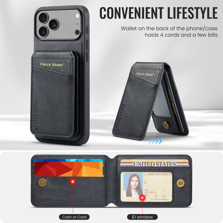 Fierre Shann Cowhide Vertical Flip Magnetic Card Holder Phone Case