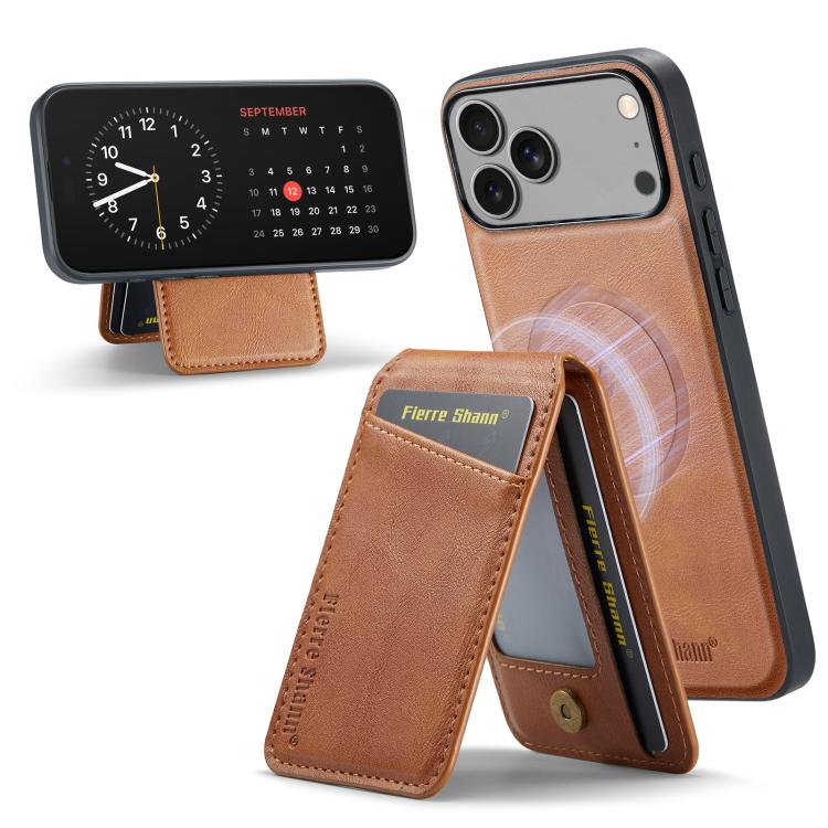 Fierre Shann Cowhide Vertical Flip Magnetic Card Holder Phone Case
