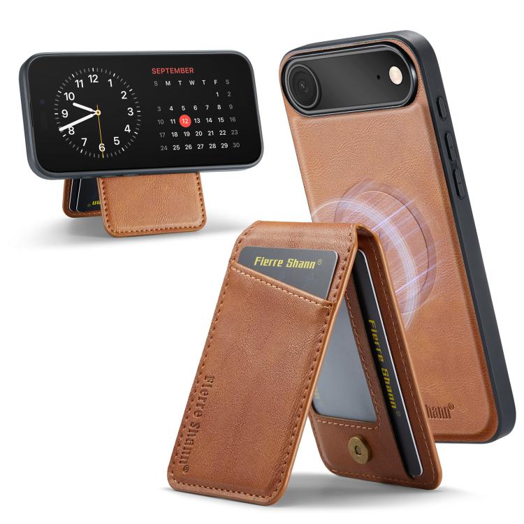 Fierre Shann Cowhide Vertical Flip Magnetic Card Holder Phone Case