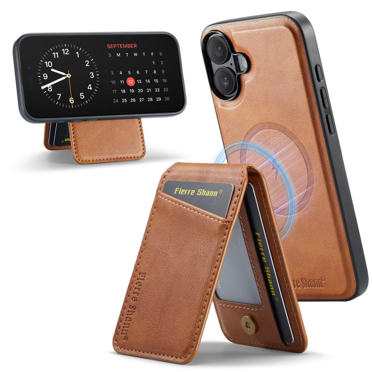 Fierre Shann Cowhide Vertical Flip Magnetic Card Holder Phone Case