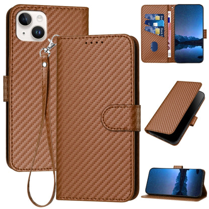 YX0070 Carbon Fiber Buckle Leather Phone Case with Lanyard