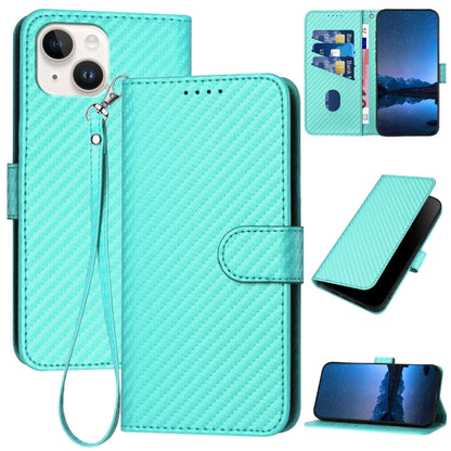 YX0070 Carbon Fiber Buckle Leather Phone Case with Lanyard