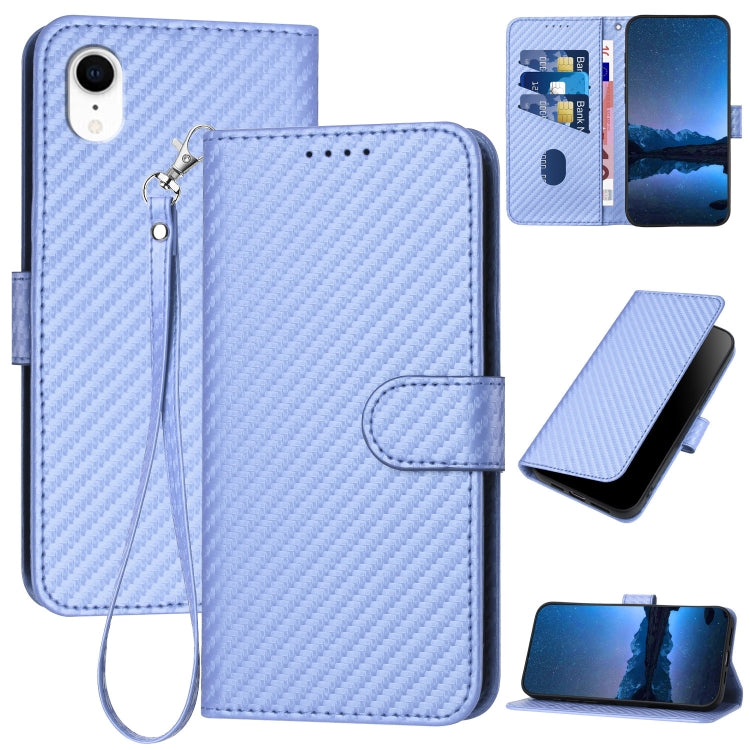 YX0070 Carbon Fiber Buckle Leather Phone Case with Lanyard