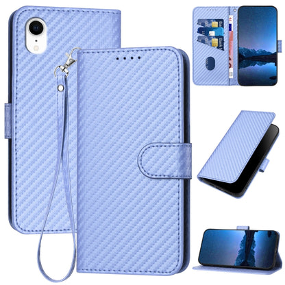 YX0070 Carbon Fiber Buckle Leather Phone Case with Lanyard