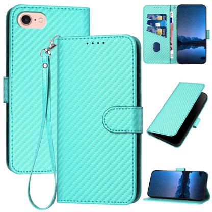 YX0070 Carbon Fiber Buckle Leather Phone Case with Lanyard