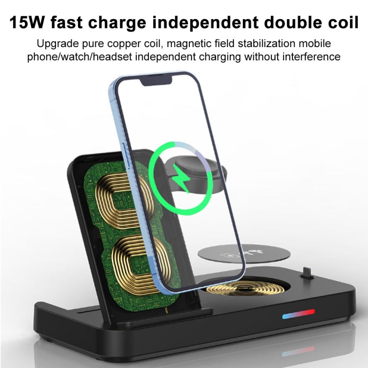 3 in 1 15W Earphones/Phones/Watch Fold Wireless Charger Stand, For Apple Series, For Samsung Seri...