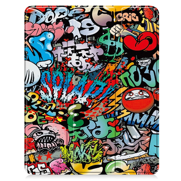 Custer Painted 3-Fold Holder Smart Leather Tablet Case with Pen Tray, For iPad Air 13 2024 / 2025...