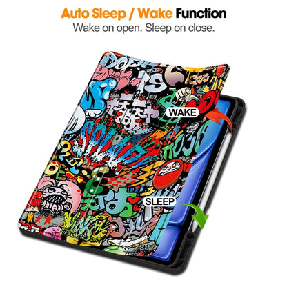 Custer Painted 3-Fold Holder Smart Leather Tablet Case with Pen Tray, For iPad Air 13 2024 / 2025...