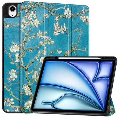 Custer Painted 3-Fold Holder Smart Leather Tablet Case with Pen Tray, For iPad Air 13 2024 / 2025...