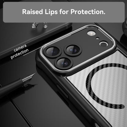 Carbon Fiber Texture MagSafe Translucent Phone Case