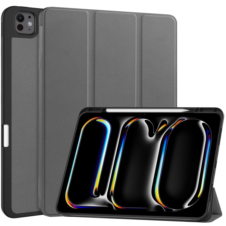 Custer TPU Pure Color 3-Fold Holder Smart Leather Tablet Case with Pen Tray����������������������...