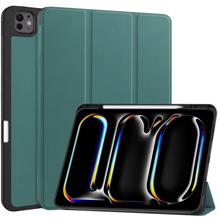 Custer TPU Pure Color 3-Fold Holder Smart Leather Tablet Case with Pen Tray����������������������...