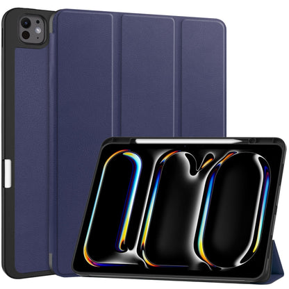 Custer TPU Pure Color 3-Fold Holder Smart Leather Tablet Case with Pen Tray����������������������...