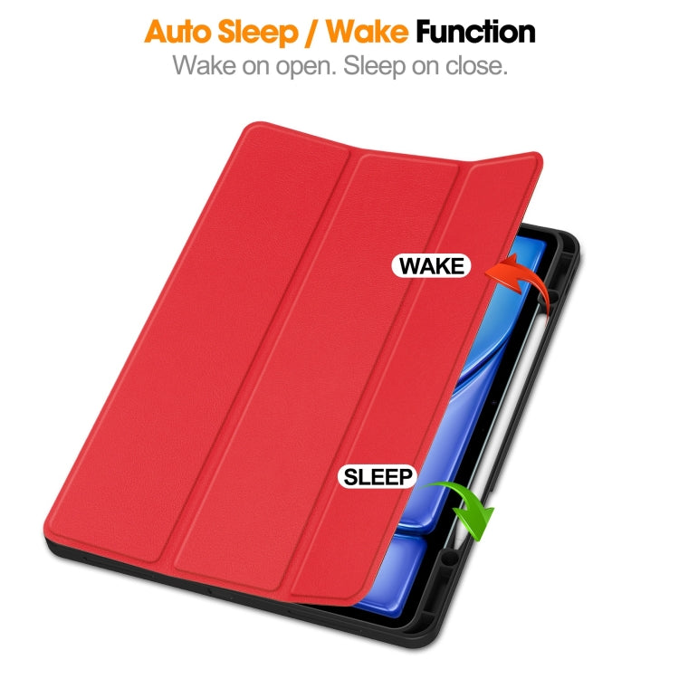 Custer TPU Pure Color 3-Fold Holder Smart Leather Tablet Case with Pen Tray����������������������...