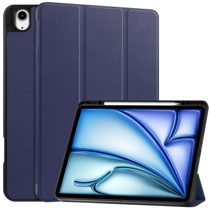 Custer TPU Pure Color 3-Fold Holder Smart Leather Tablet Case with Pen Tray����������������������...