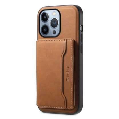 Denior D13 Retro Texture Leather MagSafe Card Bag Phone Case