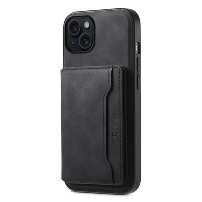 Denior D13 Retro Texture Leather MagSafe Card Bag Phone Case