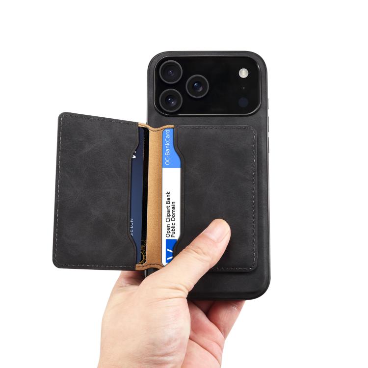 Denior D13 Retro Texture Leather MagSafe Card Bag Phone Case