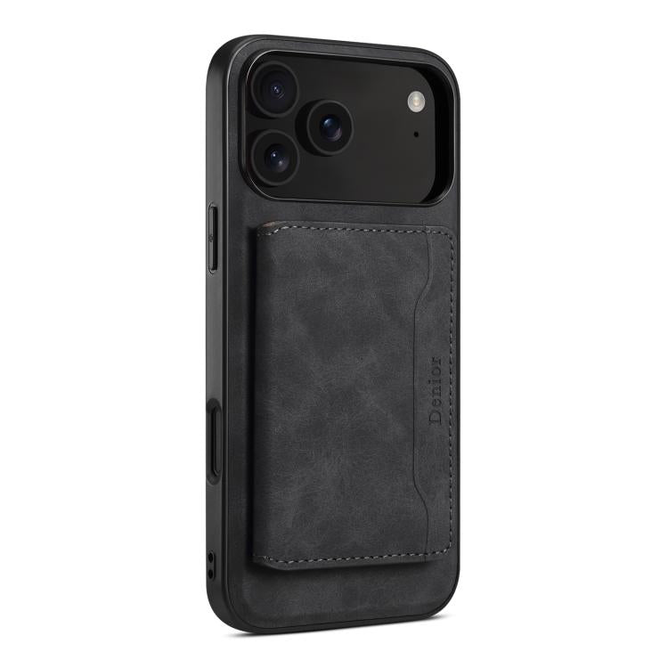 Denior D13 Retro Texture Leather MagSafe Card Bag Phone Case