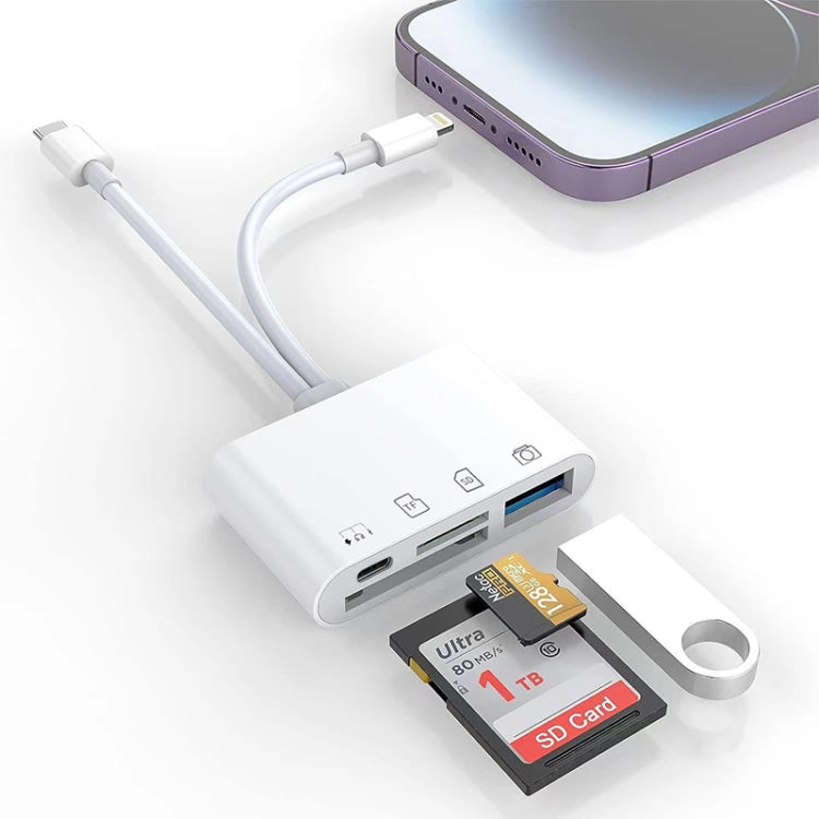 4 in 2 USB-C / Type-C + 8 Pin Interface Multi-function Card Reader, 4 in 2 Type-C + 8 Pin