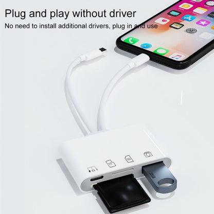 4 in 2 USB-C / Type-C + 8 Pin Interface Multi-function Card Reader, 4 in 2 Type-C + 8 Pin