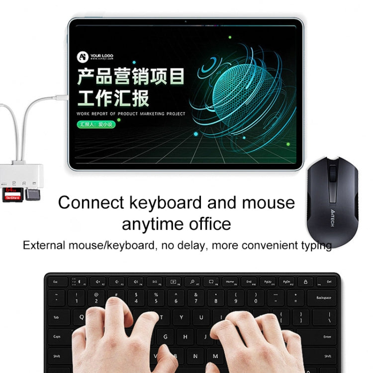 4 in 2 USB-C / Type-C + 8 Pin Interface Multi-function Card Reader, 4 in 2 Type-C + 8 Pin