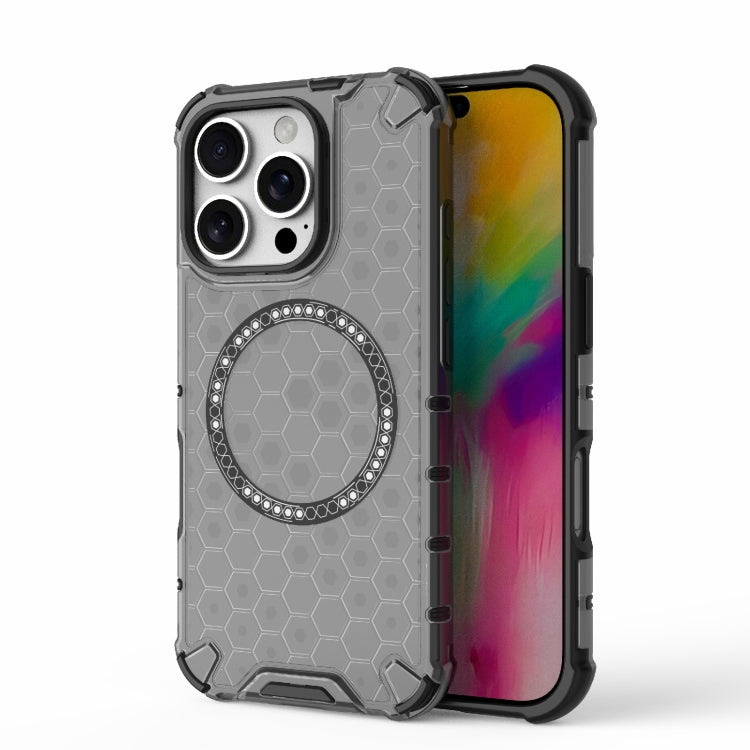 Honeycomb Magnetic Ring Shockproof Phone Case, For iPhone 16e, For iPhone 16 Pro Max�������������...