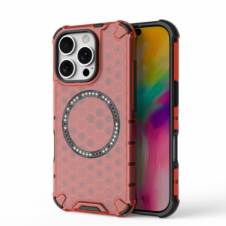 Honeycomb Magnetic Ring Shockproof Phone Case, For iPhone 16e, For iPhone 16 Pro Max�������������...