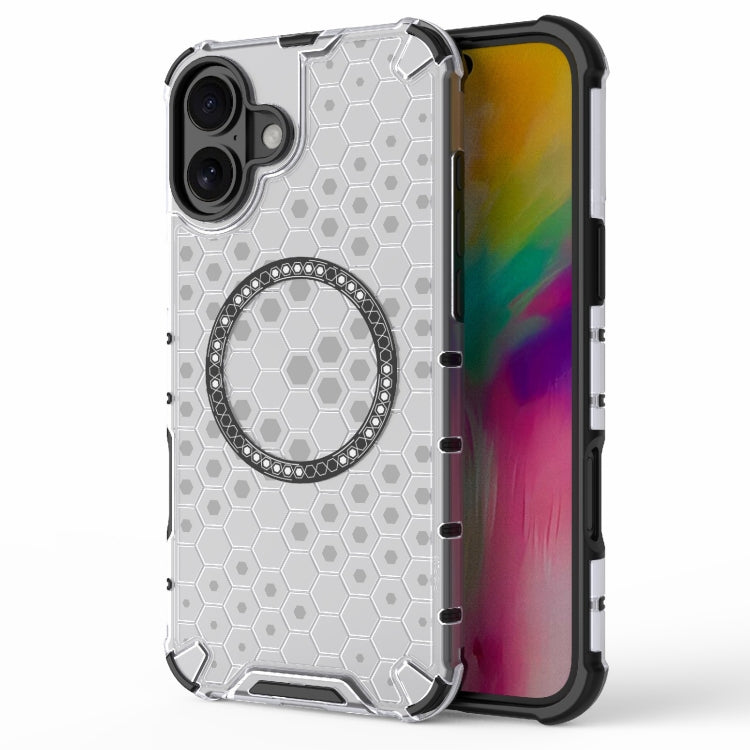 Honeycomb Magnetic Ring Shockproof Phone Case, For iPhone 16e, For iPhone 16 Pro Max�������������...