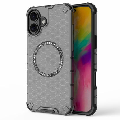 Honeycomb Magnetic Ring Shockproof Phone Case, For iPhone 16e, For iPhone 16 Pro Max�������������...