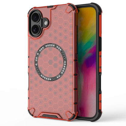 Honeycomb Magnetic Ring Shockproof Phone Case, For iPhone 16e, For iPhone 16 Pro Max�������������...