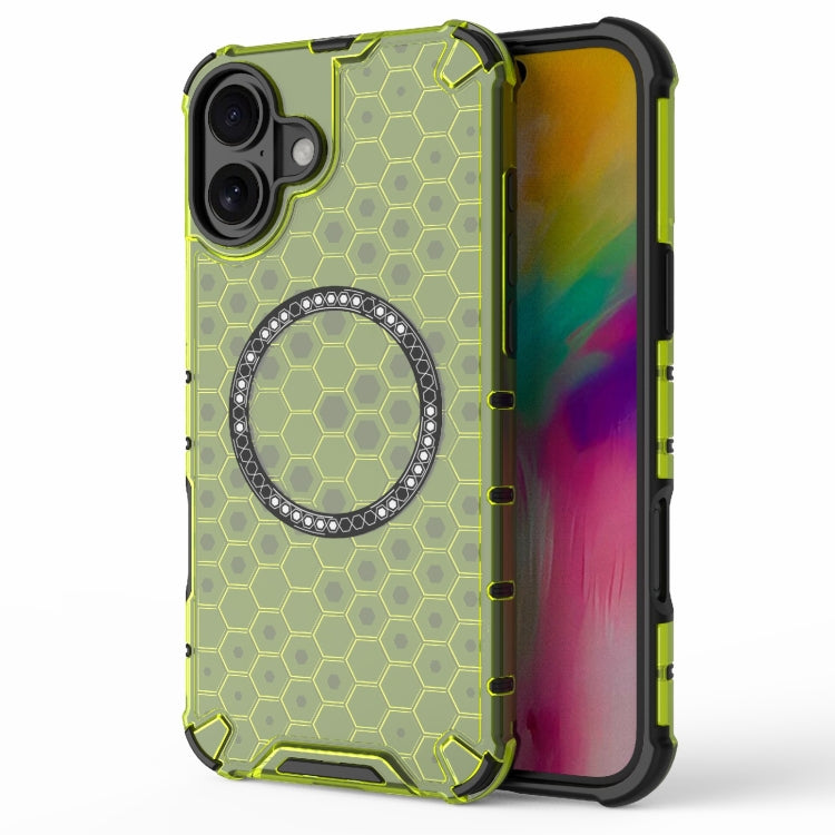 Honeycomb Magnetic Ring Shockproof Phone Case, For iPhone 16e, For iPhone 16 Pro Max�������������...