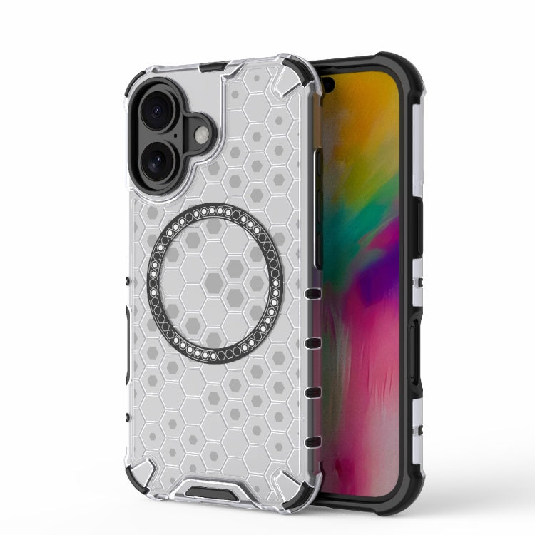 Honeycomb Magnetic Ring Shockproof Phone Case, For iPhone 16e, For iPhone 16 Pro Max�������������...